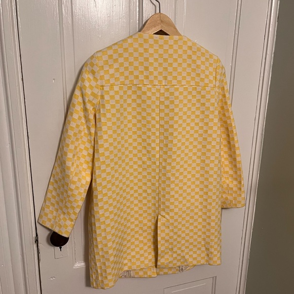 Zara Yellow and White Checkered Coat - Picture 4 of 8